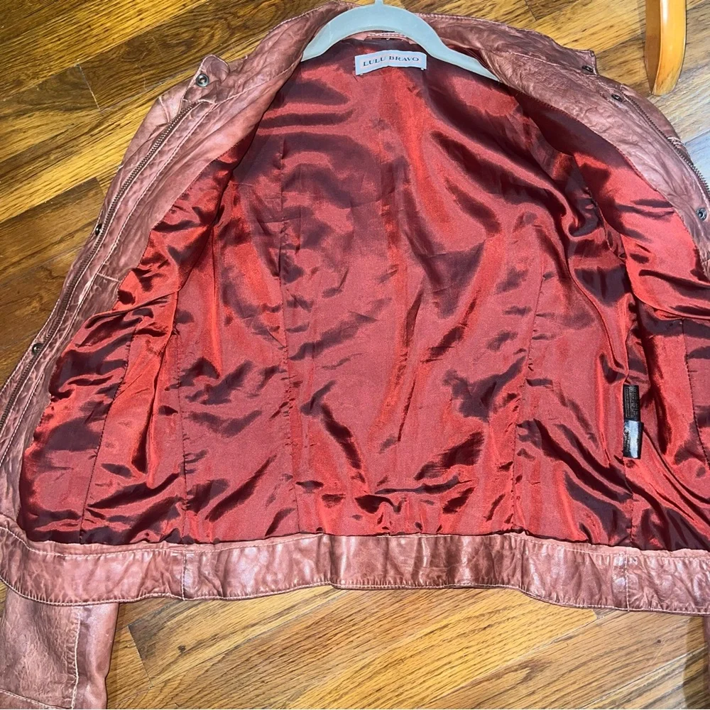 Vintage LULU BRAVO Leather Motorcycle Jacket Brown Vtg - Picture 8 of 11
